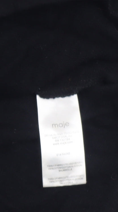Womens UK Size S Maje Black Cropped Blouse
