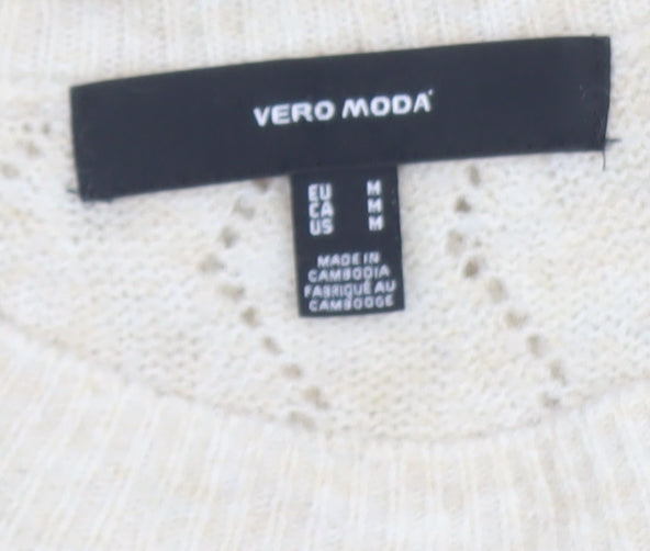 Womens UK Size M VERO MODA Beige Pullover Jumper