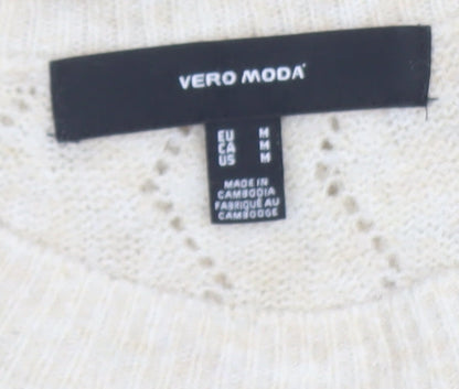 Womens UK Size M VERO MODA Beige Pullover Jumper