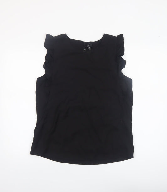 Womens UK Size L VERO MODA Black Tunic Blouse
