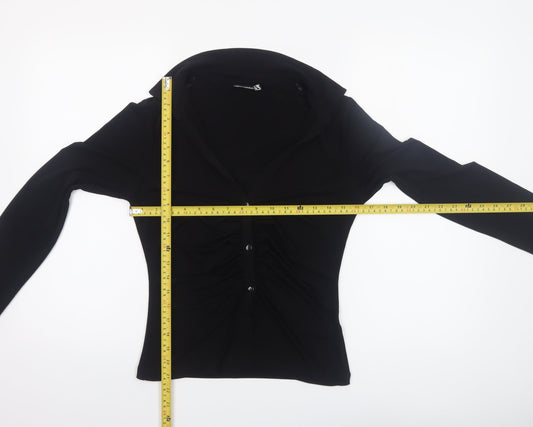 Womens UK Size 14 ASOS DESIGN Black Cropped Button-Up