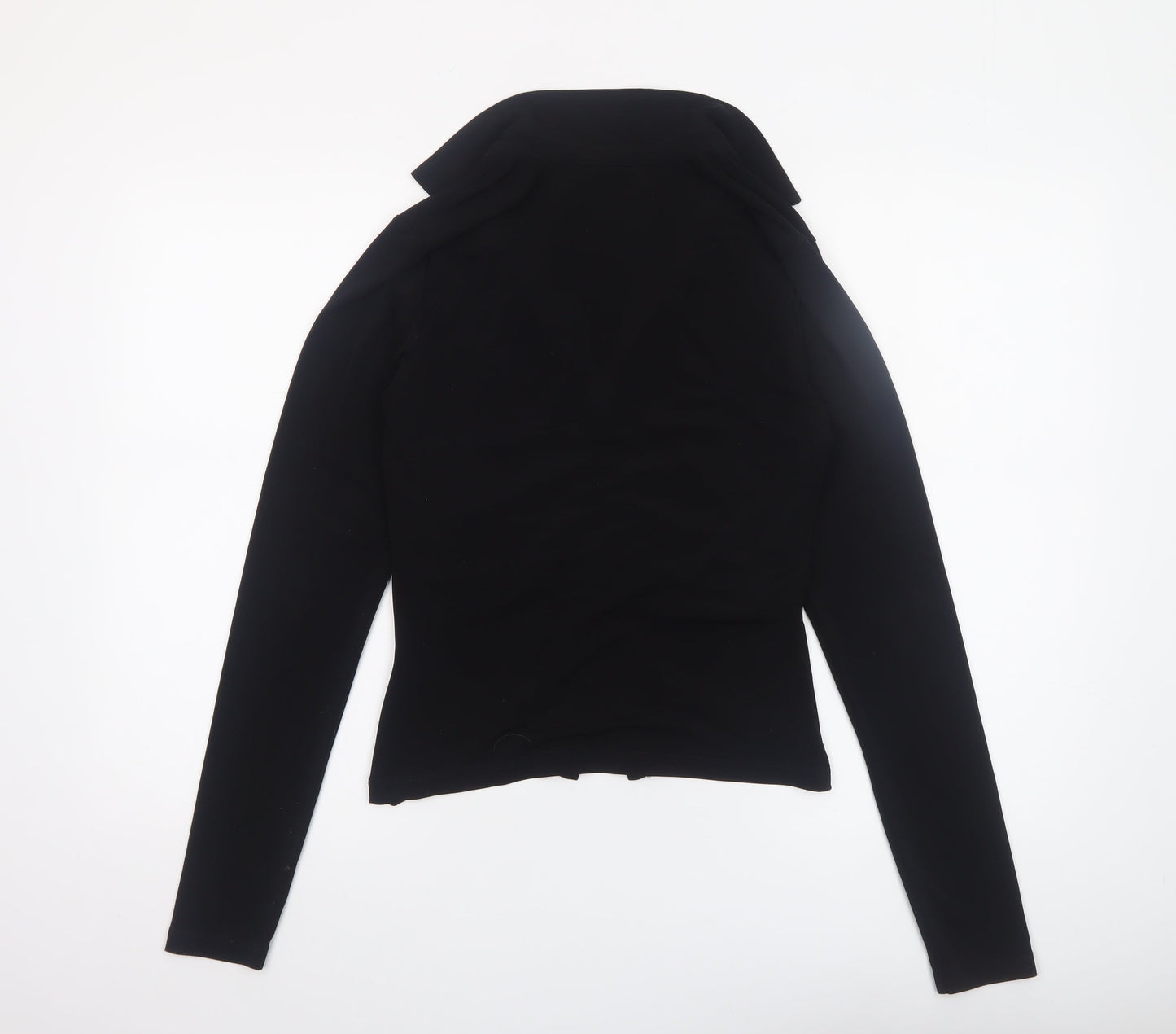 Womens UK Size 14 ASOS DESIGN Black Cropped Button-Up