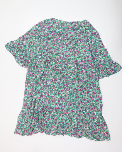 CURVEWOW Women's Multicoloured Floral A-Line Dress Size 20
