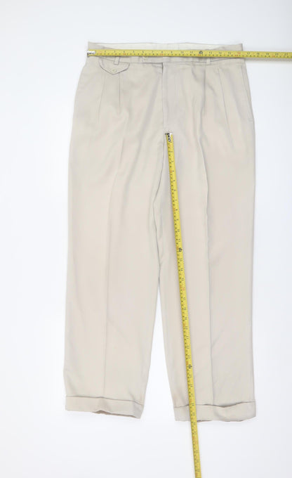 Bertolucci Men's Beige Pleated Dress Trousers Size 34W 29.5L