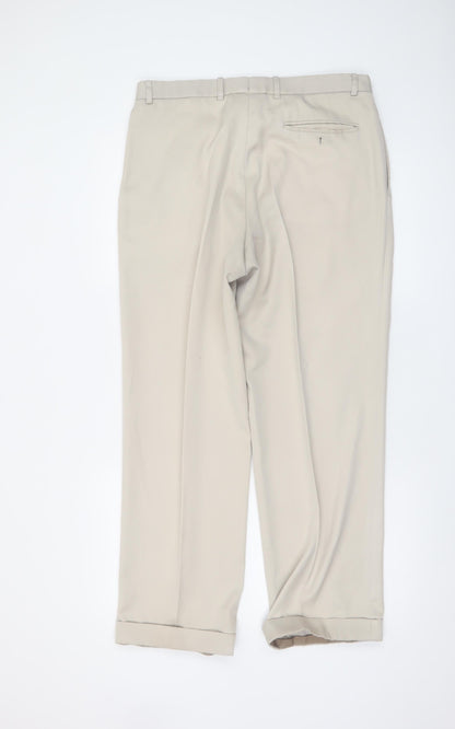 Bertolucci Men's Beige Pleated Dress Trousers Size 34W 29.5L