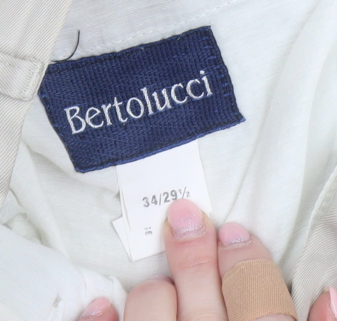 Bertolucci Men's Beige Pleated Dress Trousers Size 34W 29.5L