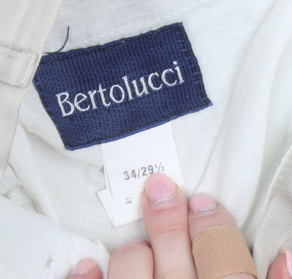 Bertolucci Men's Beige Pleated Dress Trousers Size 34W 29.5L