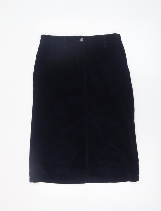 Cotton Traders Women's Navy Corduroy Knee Length Straight Skirt Size 10