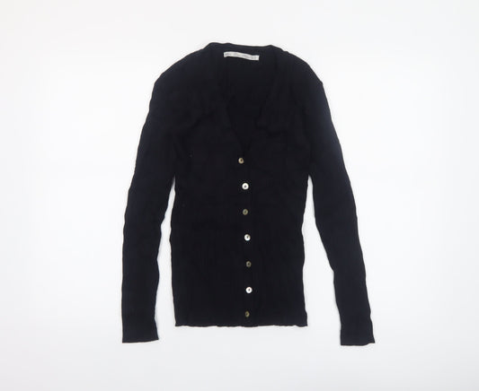 Womens UK Size M Zara Black Cardigan Jumper