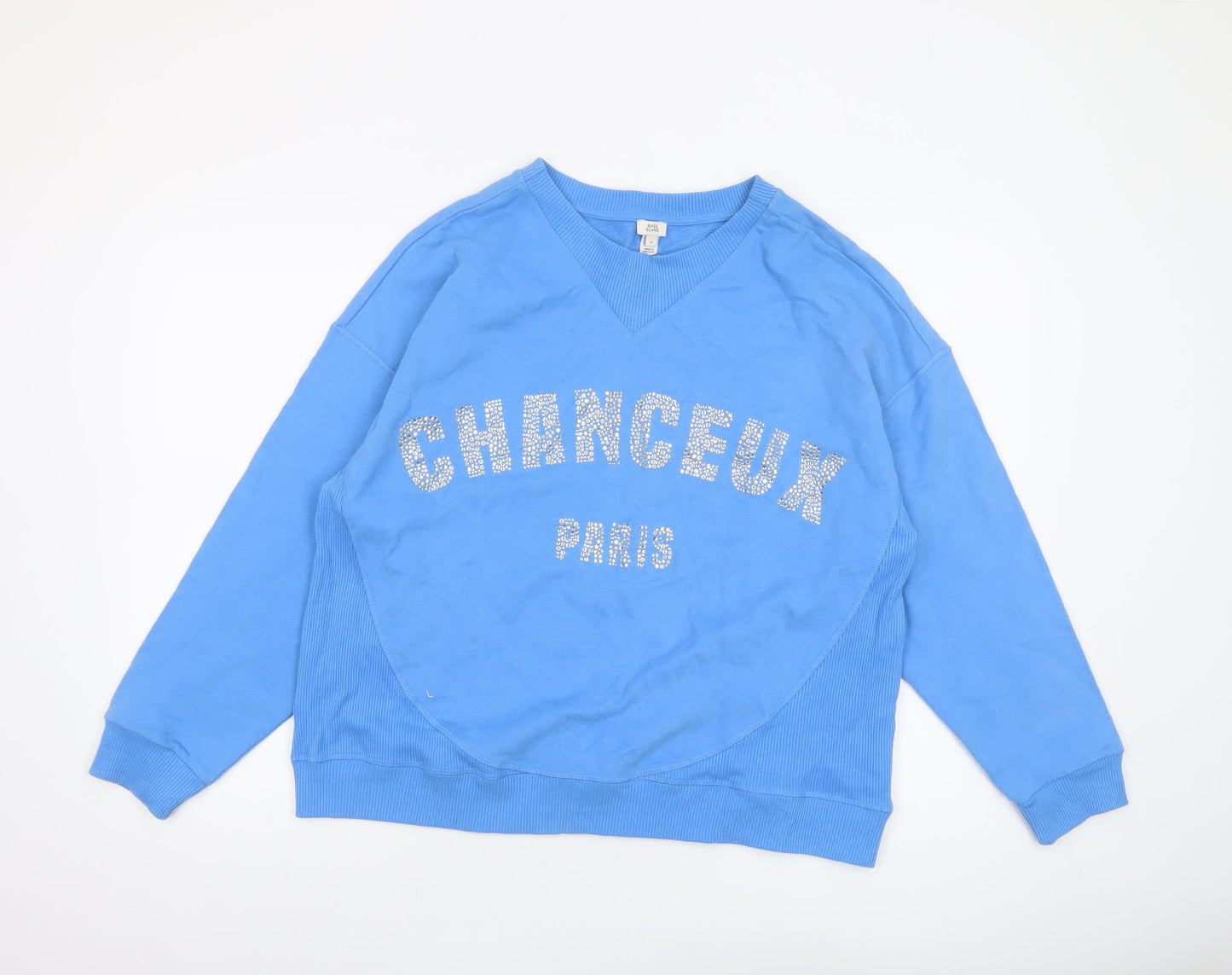 Womens UK Size M River Island Blue Pullover Sweatshirt