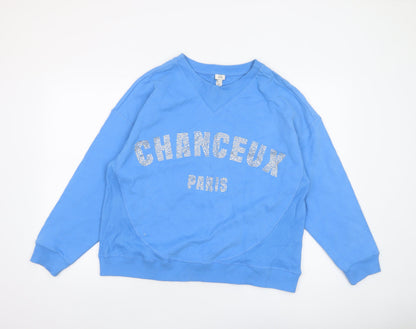 Womens UK Size M River Island Blue Pullover Sweatshirt