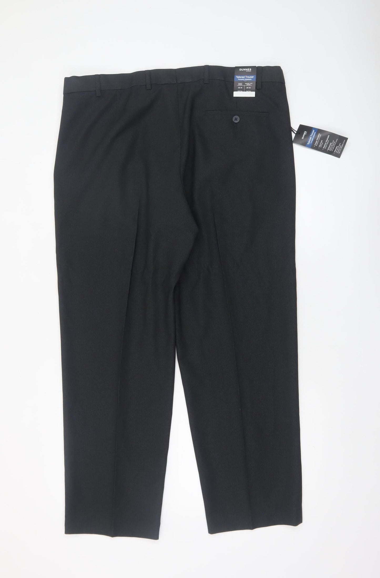 Dunnes Stores Men's Black Tailored Dress Trousers 38W 29L Regular Fit