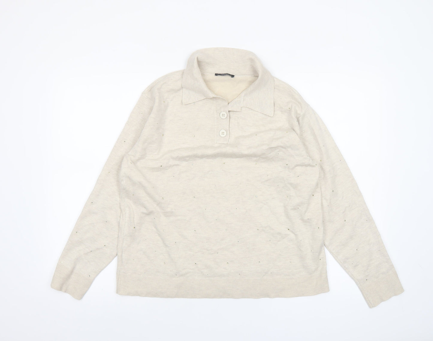 Womens UK Size XS/S Parfois Beige Henley Jumper