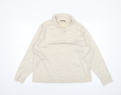 Womens UK Size XS/S Parfois Beige Henley Jumper