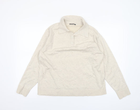 Womens UK Size XS/S Parfois Beige Henley Jumper