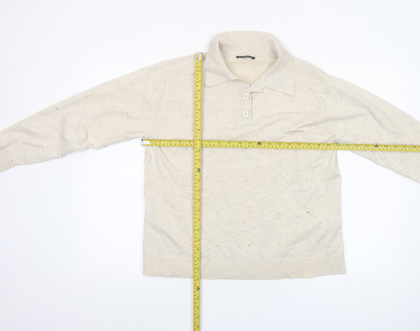 Womens UK Size XS/S Parfois Beige Henley Jumper