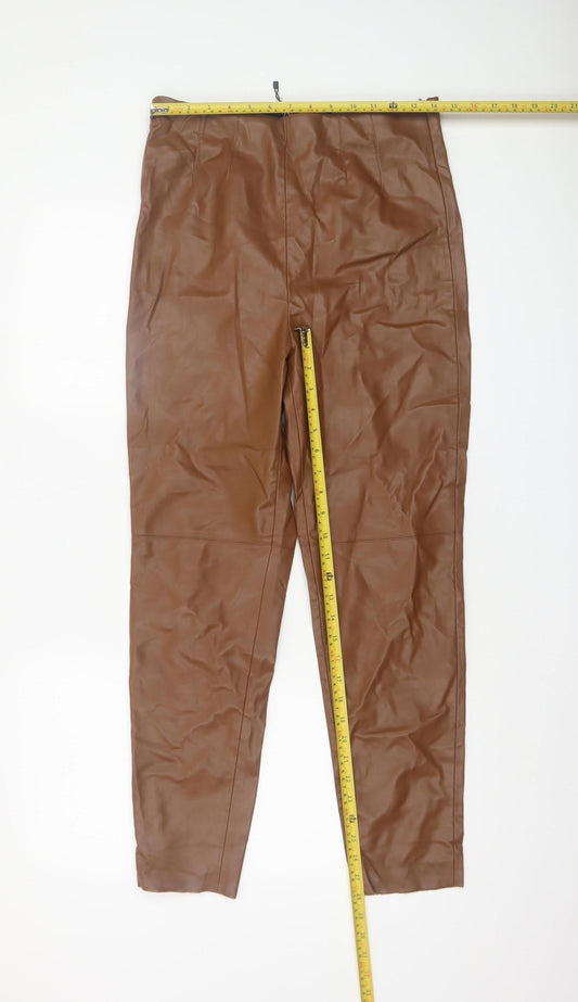 Womens UK Size L Zara Slim Fit Leggings Brown Trousers
