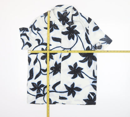 ASOS Men’s White Floral Short Sleeve Button-Up Shirt XS