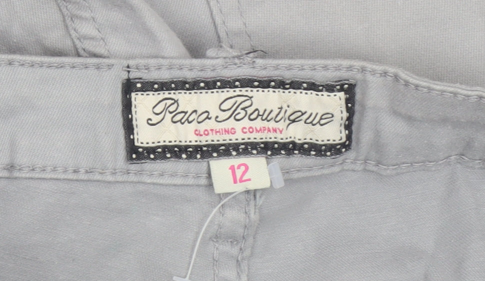 Womens UK Size 12 Paco Boutique Regular Fit Chino Grey Trousers