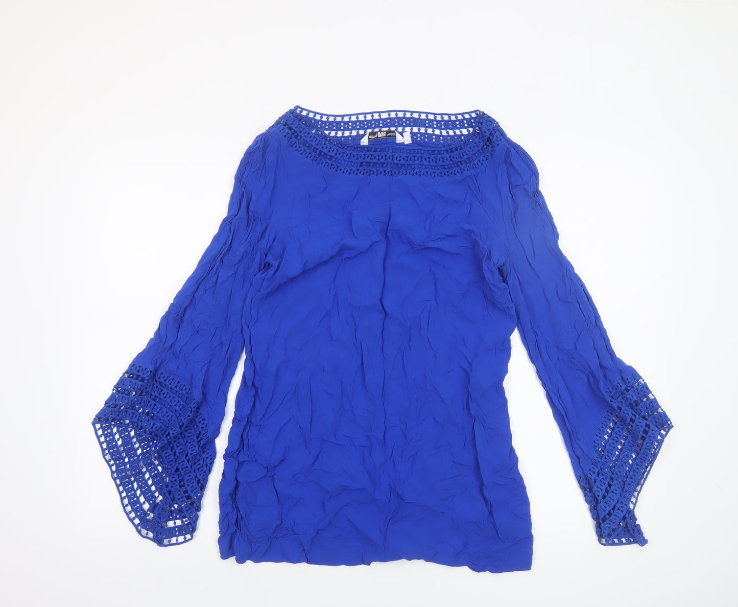 Womens UK Size 10 New Look Blue Bohemian Blouse