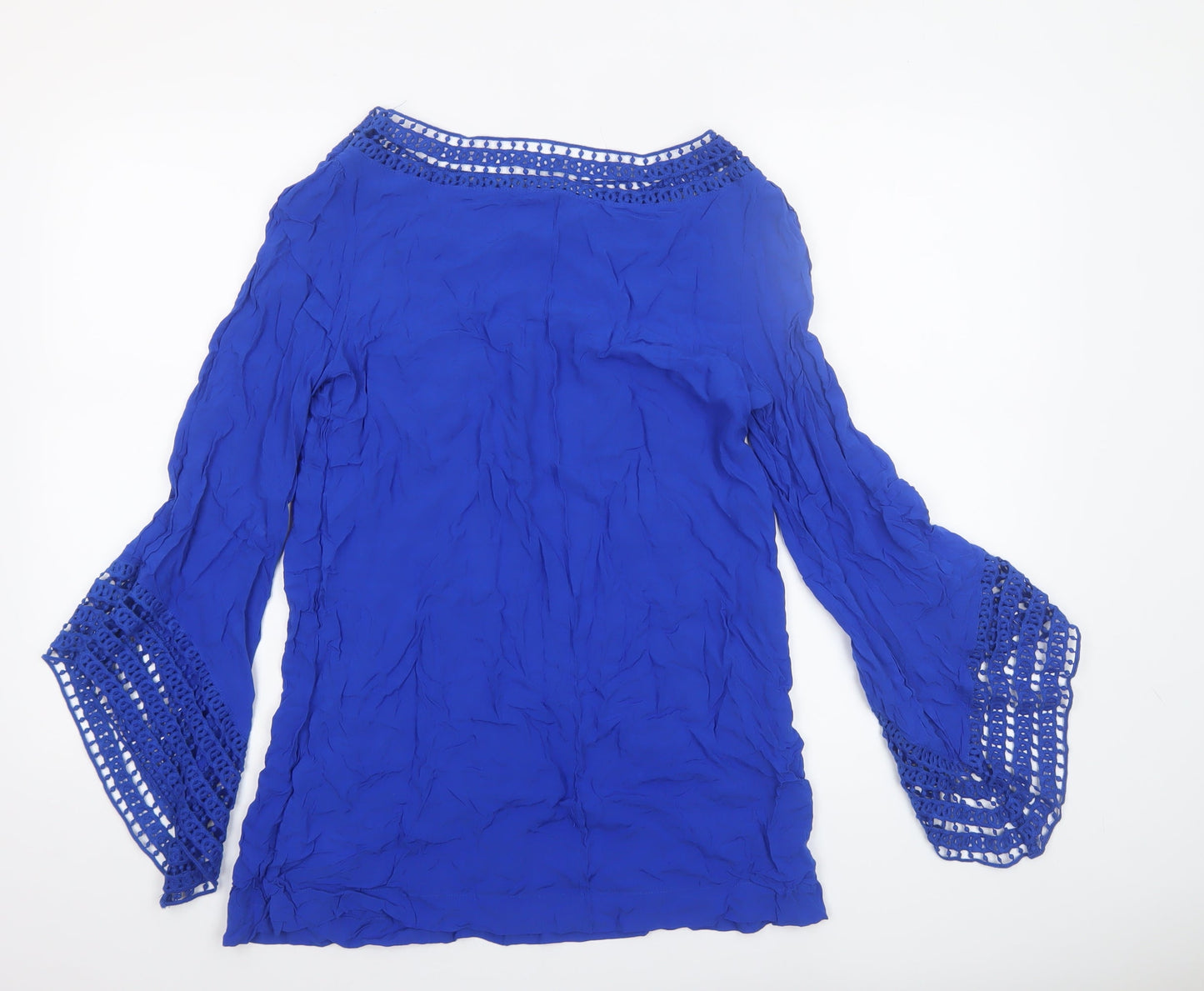 Womens UK Size 10 New Look Blue Bohemian Blouse