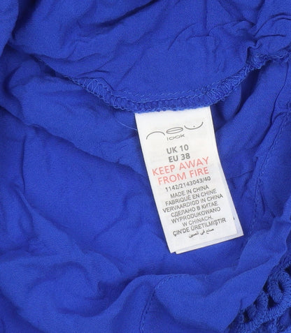 Womens UK Size 10 New Look Blue Bohemian Blouse