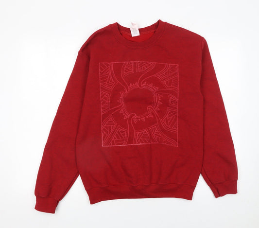 Womens UK Size S Gildan Red Pullover Sweatshirt