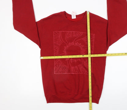 Womens UK Size S Gildan Red Pullover Sweatshirt