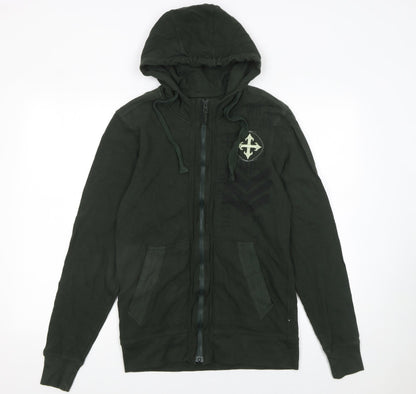 Mens UK Size S Black Jack Green Full Zip Hoodie