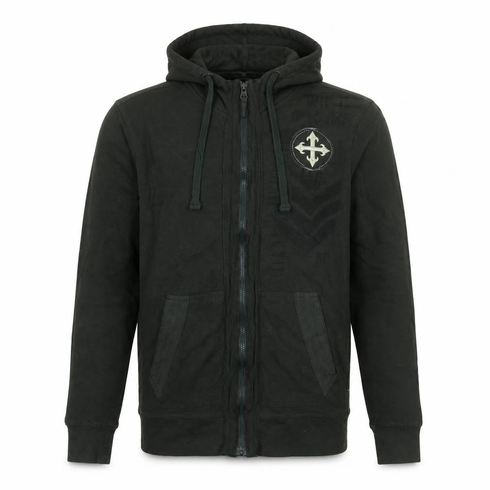 Mens UK Size S Black Jack Green Full Zip Hoodie
