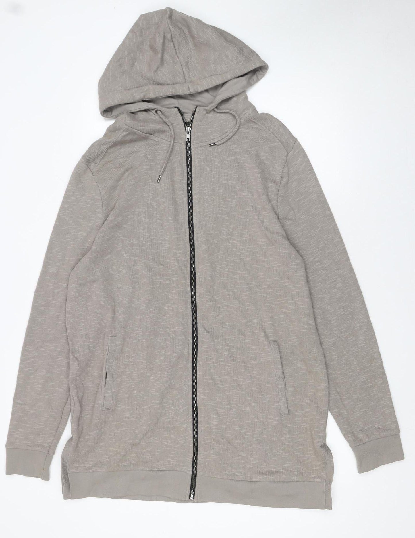Mens UK Size L River Island Beige Full Zip Hoodie