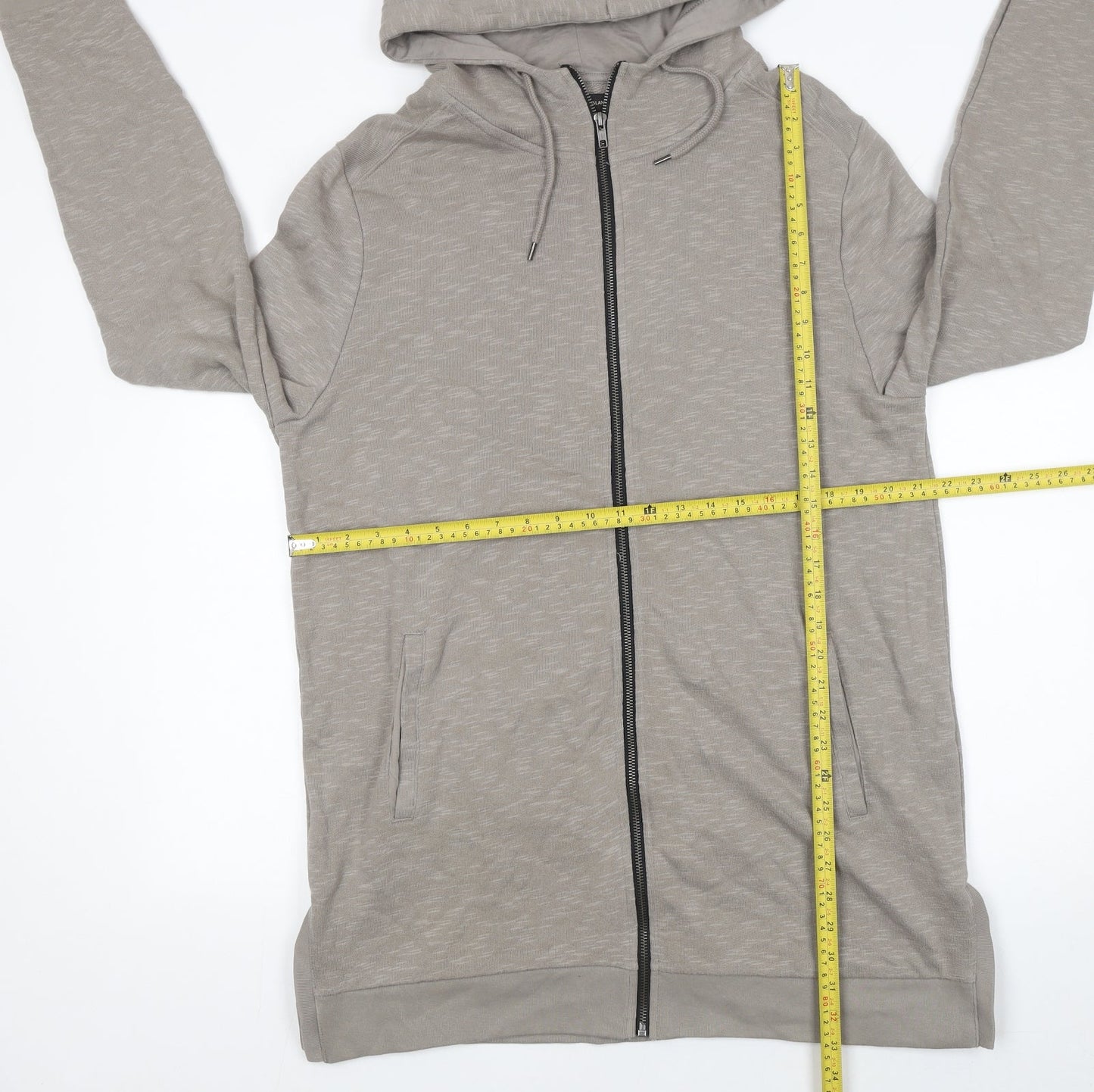 Mens UK Size L River Island Beige Full Zip Hoodie