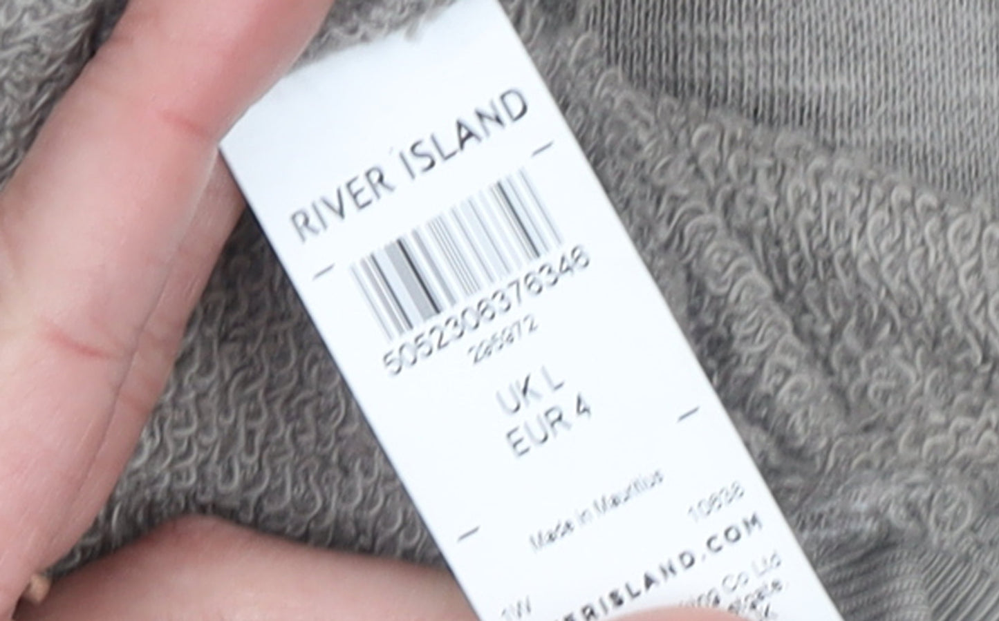 Mens UK Size L River Island Beige Full Zip Hoodie