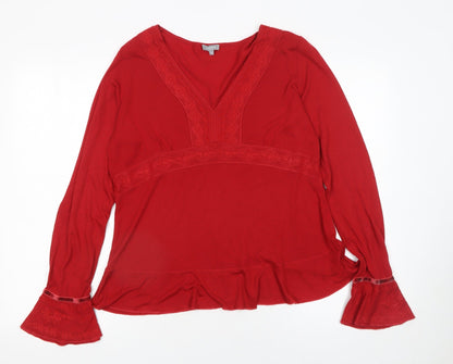 Womens UK Size 14 Marks and Spencer Red Bohemian Blouse