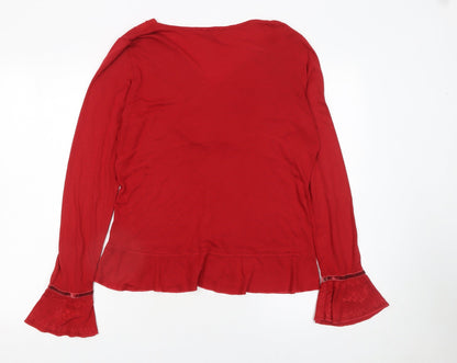 Womens UK Size 14 Marks and Spencer Red Bohemian Blouse