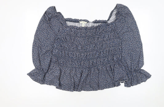 Womens UK Size 18 H&M Blue Peasant Blouse