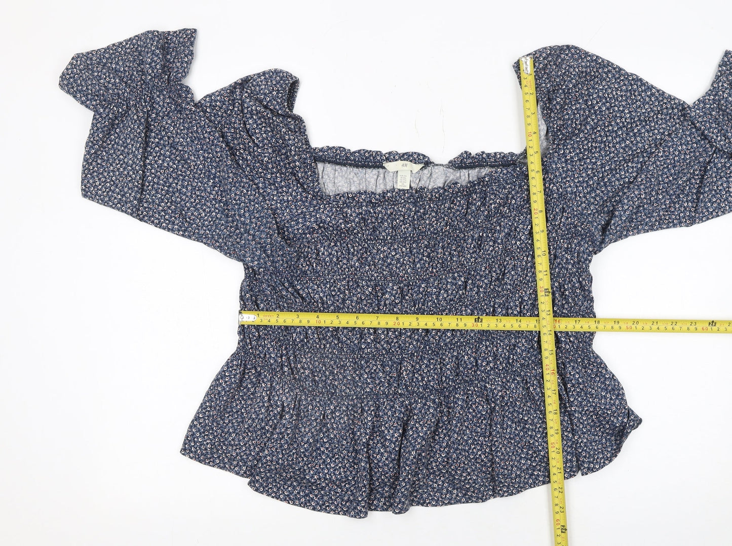 Womens UK Size 18 H&M Blue Peasant Blouse
