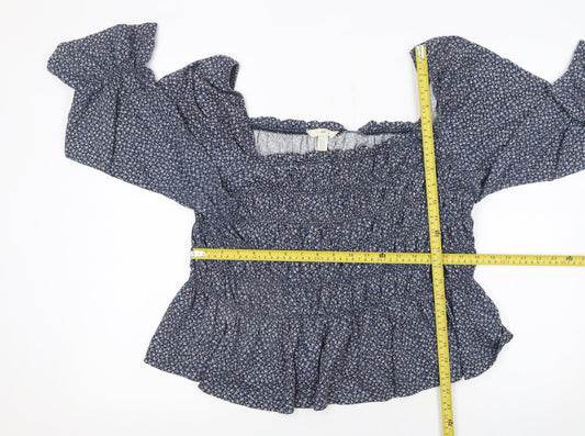 Womens UK Size 18 H&M Blue Peasant Blouse