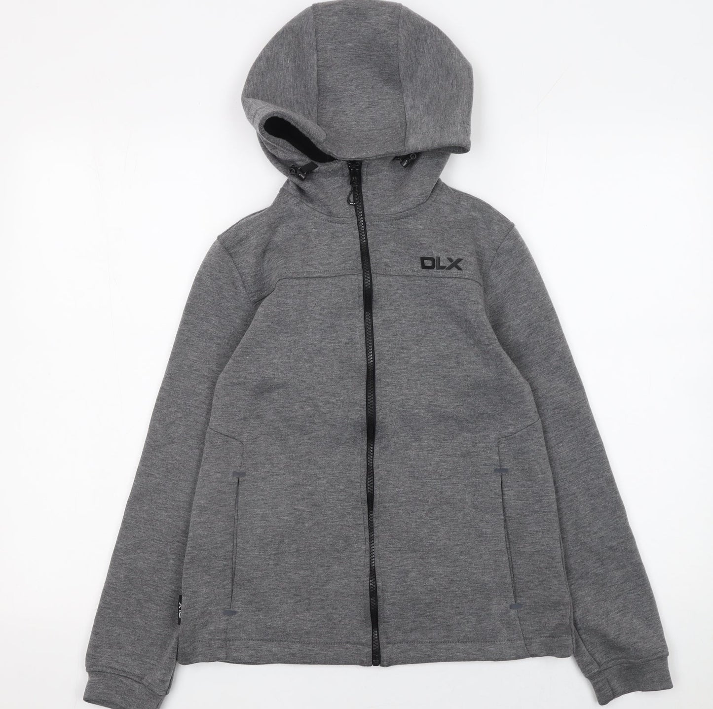 Womens UK Size 2XS DLX Grey Full Zip Hoodie