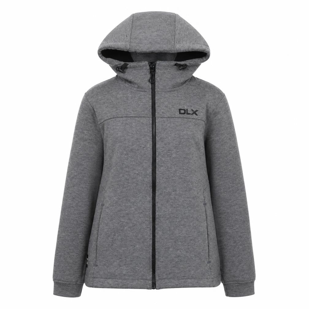 Womens UK Size 2XS DLX Grey Full Zip Hoodie