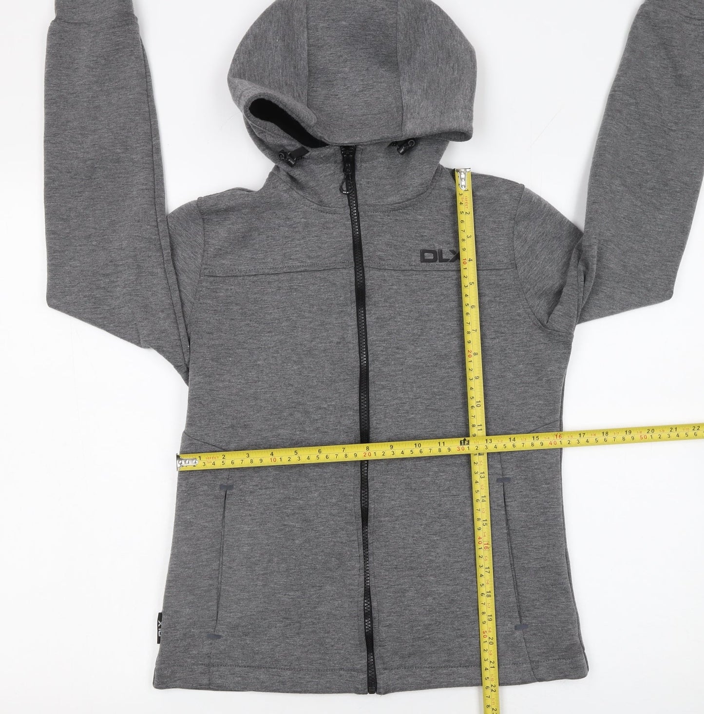 Womens UK Size 2XS DLX Grey Full Zip Hoodie