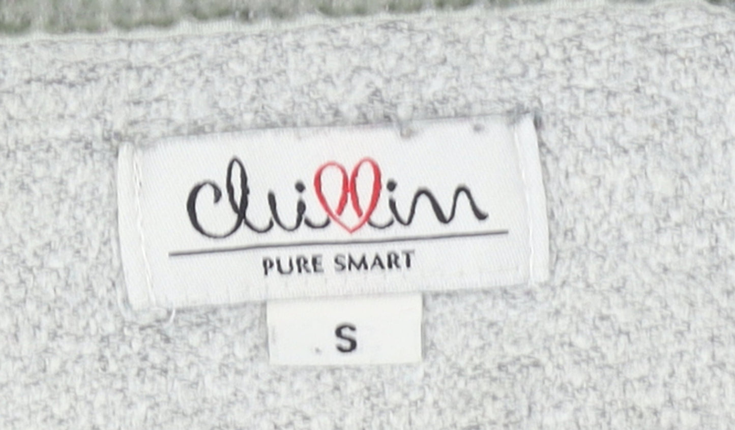 Womens UK Size S Cluivin Grey Full Zip Hoodie