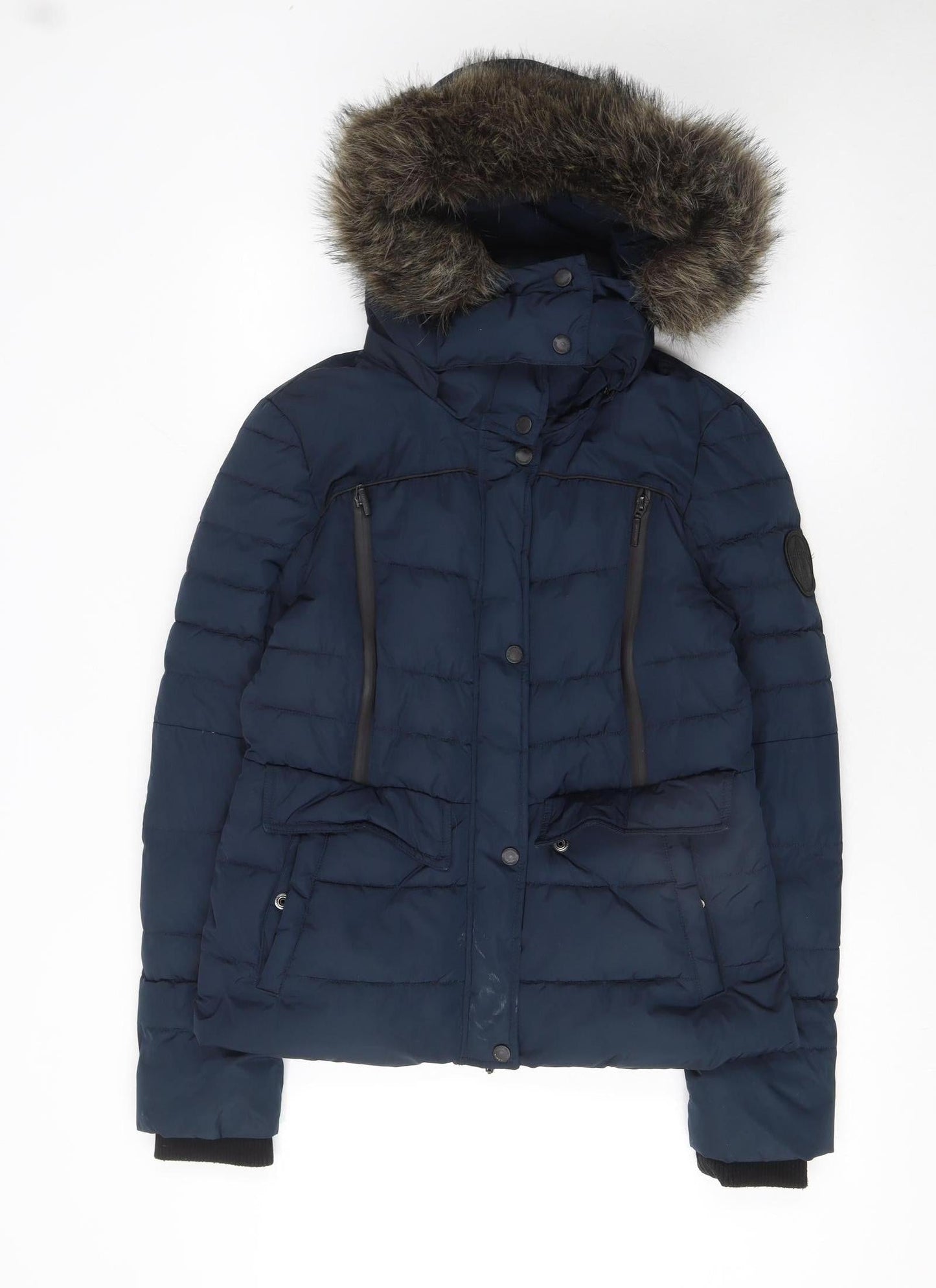 Womens UK Size 10 Superdry Blue Puffer Jacket