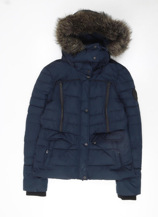 Womens UK Size 10 Superdry Blue Puffer Jacket