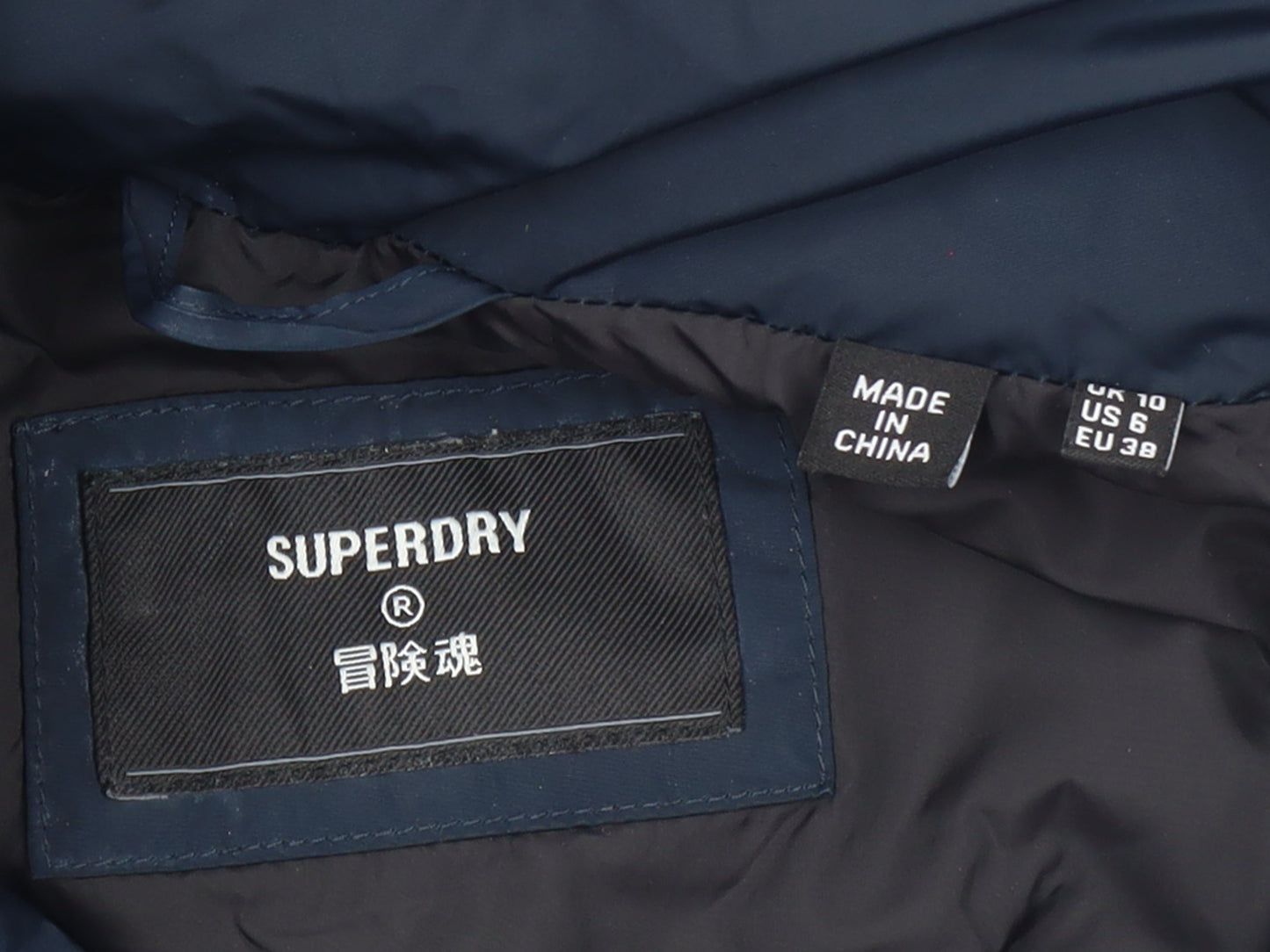 Womens UK Size 10 Superdry Blue Puffer Jacket