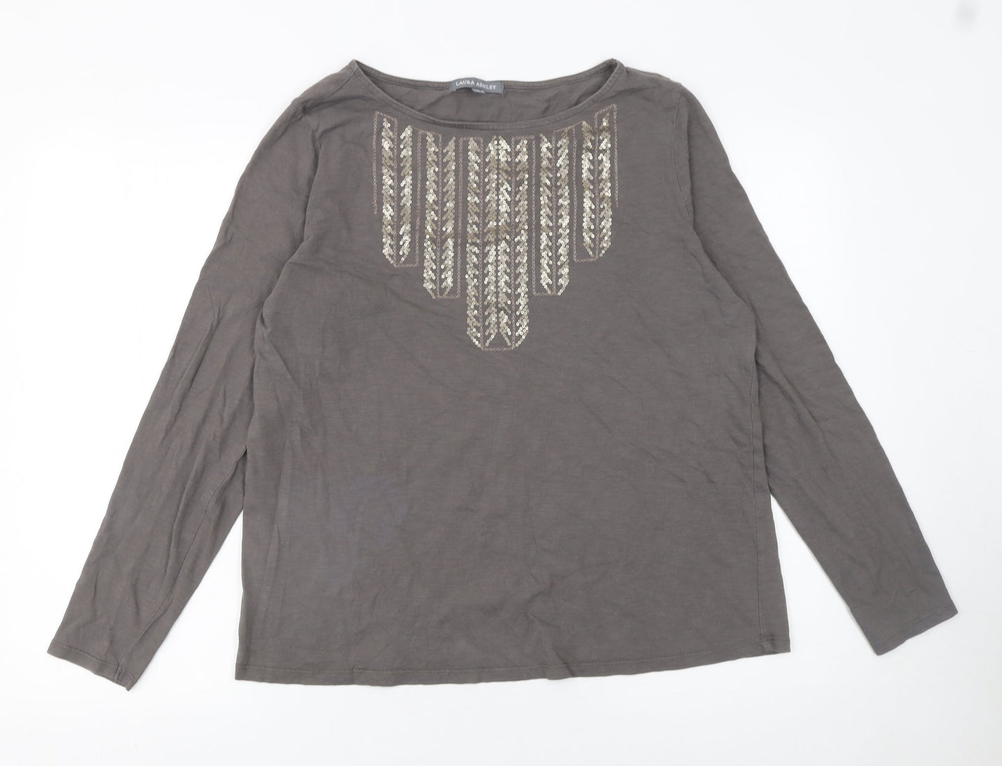 Womens UK Size 18 Laura Ashley Brown Basic T-Shirt