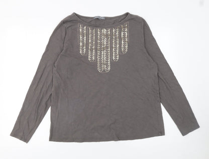 Womens UK Size 18 Laura Ashley Brown Basic T-Shirt