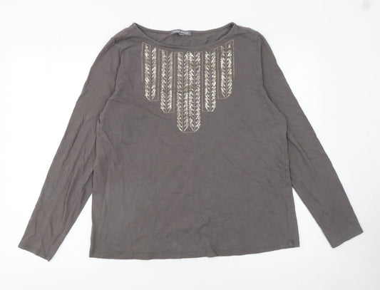 Womens UK Size 18 Laura Ashley Brown Basic T-Shirt