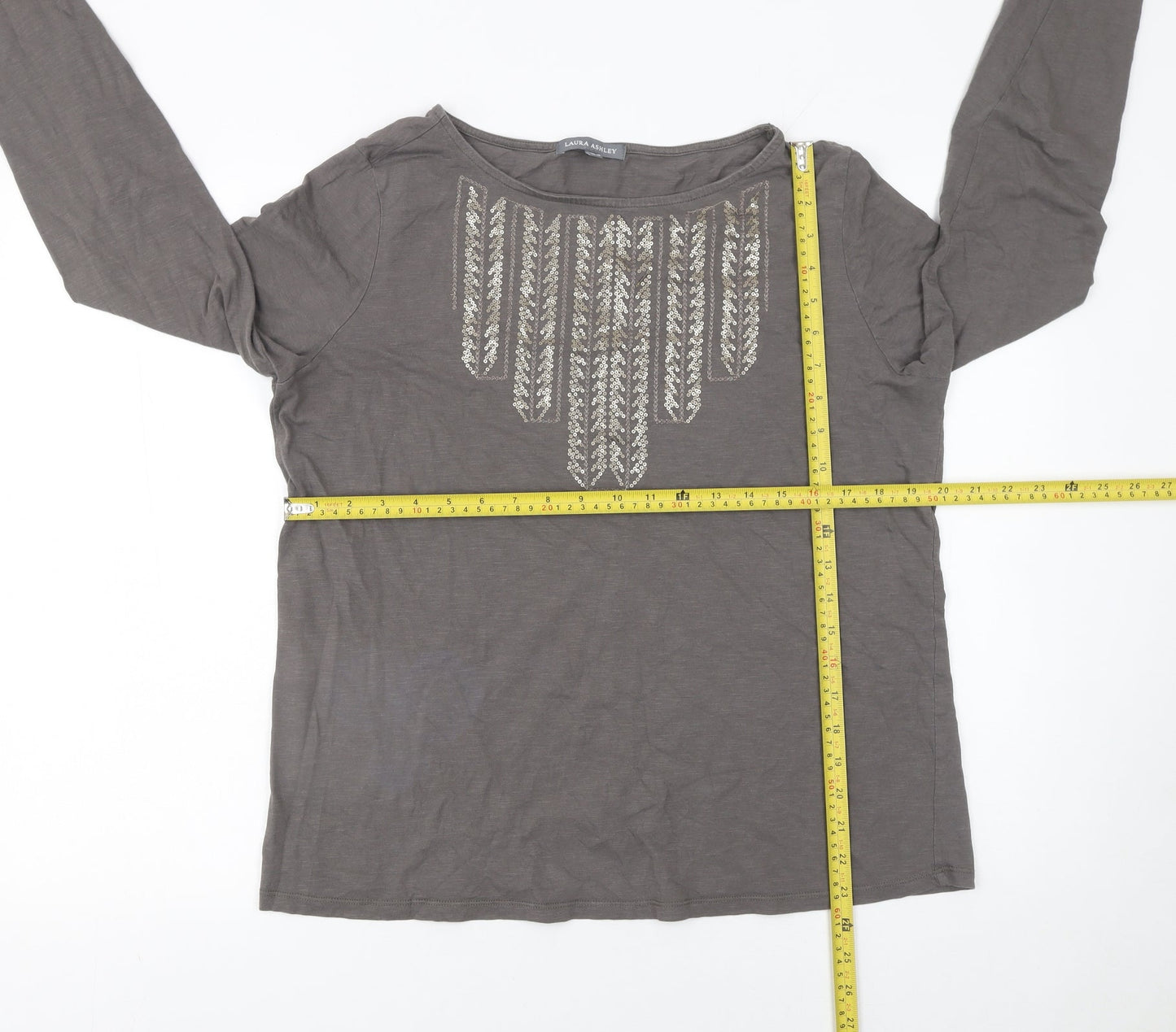 Womens UK Size 18 Laura Ashley Brown Basic T-Shirt