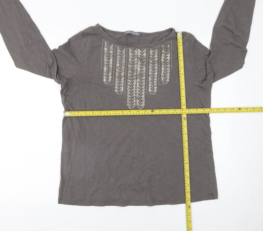 Womens UK Size 18 Laura Ashley Brown Basic T-Shirt